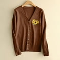 thumbnail image 1 of HOMBOM Cardigan Sweaters for Women Brown Open Front Button V Neck Winter Ladies Tops, 1 of 5