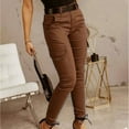thumbnail image 1 of HOMBOM Cargo Pants Brown Casual Women Mid Elastic Waist Slim Straight Long Casual Y2k Pants For Females XXL, 1 of 5