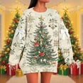 thumbnail image 1 of HOMBOM Casual Sweatshirt for Women Holiday Khaki Pullover Bows Crew Neck Graphic No Hood Christmas Womens Tops Long Sleeve, 1 of 5