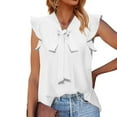 thumbnail image 1 of HOMBOM Casual Tops for Women Clearance Sleeveless White Tank Tops V-neck Solid Color Ruffle Sleeve Topss XL, 1 of 7