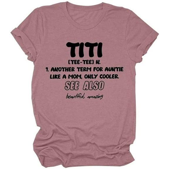 HOMBOM Casual Tops for Women Crew Neck Short Sleeve TITI TEE-TEE N Pink T-Shirt Top Going Out Tops Y2k XL