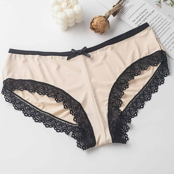 HOMBOM Cheeky Panties for Women Pack Sexy Lace Beige Breathable Womens Underwear S