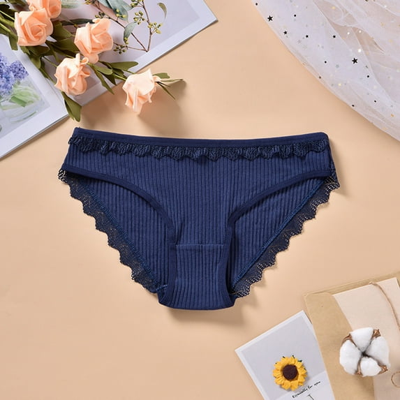 HOMBOM Cheeky Women Panties Pack Lace Seamless Navy Womens Underwear L