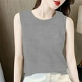thumbnail image 1 of HOMBOM Chemise Tank Tops for Women Gray Solid Color Crew Neck Sleeveless Basic Shirts, 1 of 3