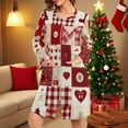 thumbnail image 1 of HOMBOM Christmas Nightgown with Pockets for Women Long Sleeve Plus Size Vintage Casual Xmas Zippered Knee Length Females Pajamas, 1 of 9