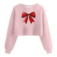 thumbnail image 1 of HOMBOM Christmas Sweatshirts for Women Merry Pink Essentials Crewneck Bow Crop Ladies Sweatshirt Xmas, 1 of 1