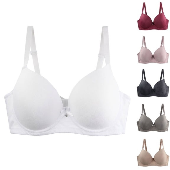 HOMBOM Comfortable Womens Bras Bralette Plus Size Unlined Push-Up Bras White Comfortable Wireless Spaghetti Straps Brassiere 44C