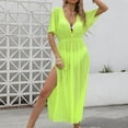 thumbnail image 1 of HOMBOM Cover Ups for Women Swimsuit Coverup Mesh Bikini Sheer V Neck Womens Summer Dresses, 1 of 9