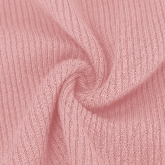 HOMBOM Cozy Sweaters for Women V-Neck Pink Casual Long Sleeve Ribbed Solid Sweaters M