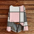 thumbnail image 1 of HOMBOM Crew Neck Sweater for Women Pink Winter Drop Shoulder Tops Knit Long Sleeve Plaid Womens, 1 of 3