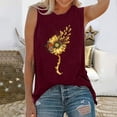 thumbnail image 1 of HOMBOM Crew Neck Tank Tops Wine Sleeveless Sunflower Print Tunic Blouse Tops Cute Tops for Women Summer L, 1 of 4