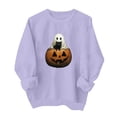 thumbnail image 1 of HOMBOM Crewneck Halloween Sweatshirts for Women Comfort Colors Purple Graphic Long Sleeve Daily Pullover for Ladies Holiday Fashion Shirts,XXL, 1 of 5