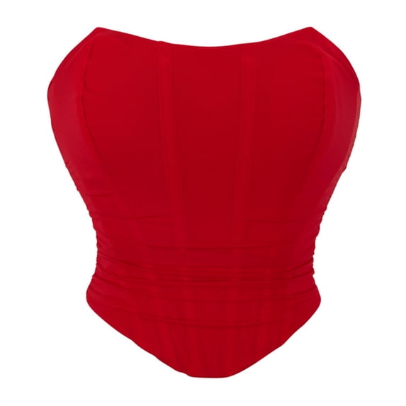 HOMBOM Crop Tank Tops for Women Sleeveless Shapewear Trendy Strapless Red Seamless Womens Bustier Corset Top Going Out