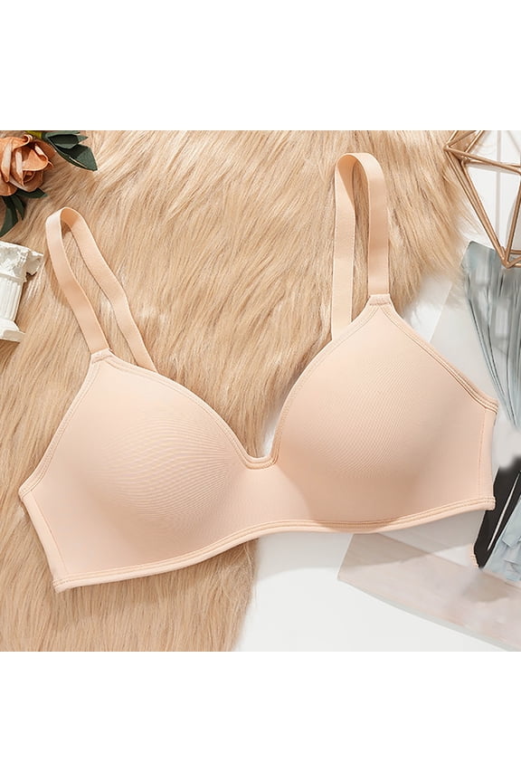 Daily Bras for Women Plus Size Wire-Free Lightly Lined Beige Balconette Bra Daily Bra 36C