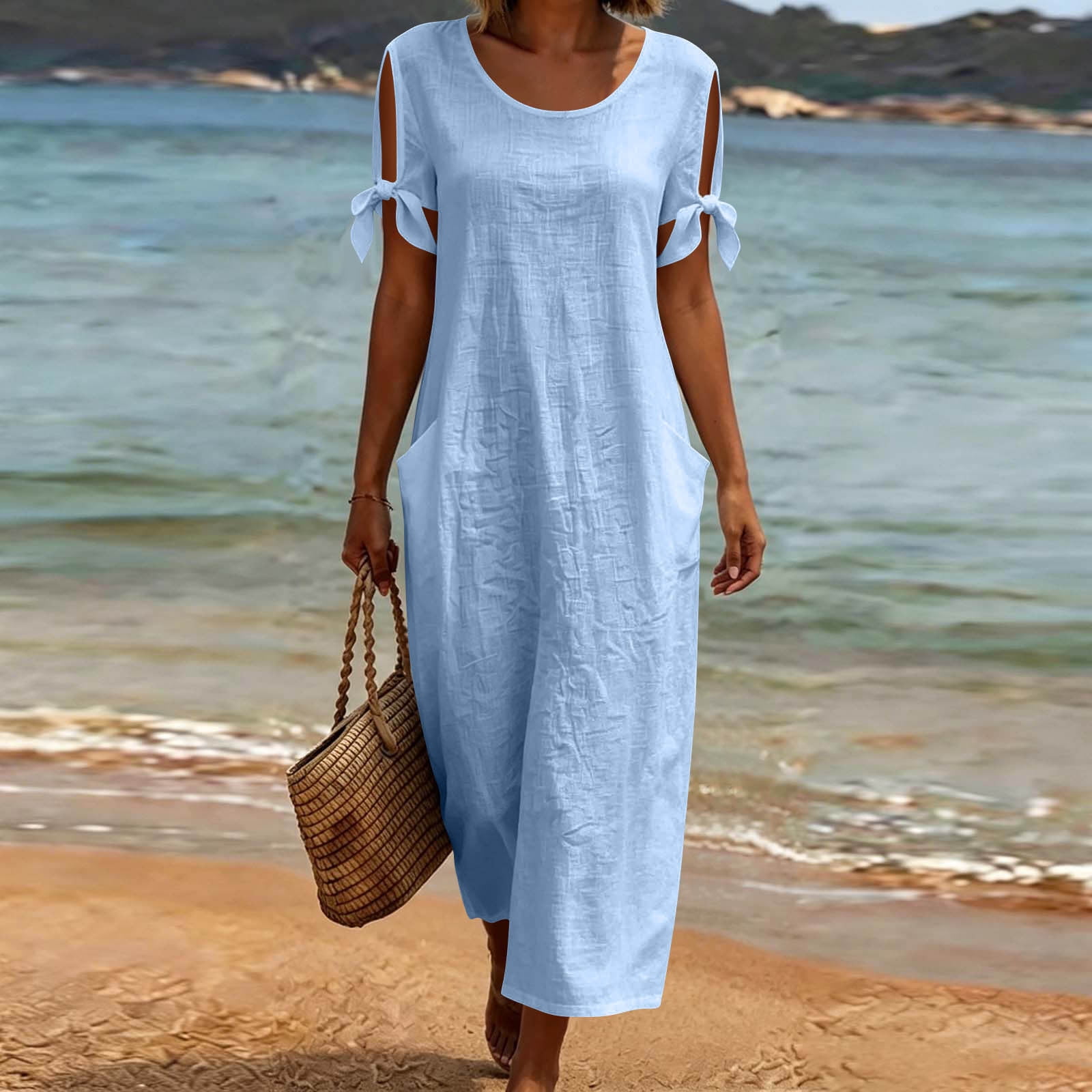 linen wedding guest dress Dresses for Women breathable fabric Linen wedding guest dress casual