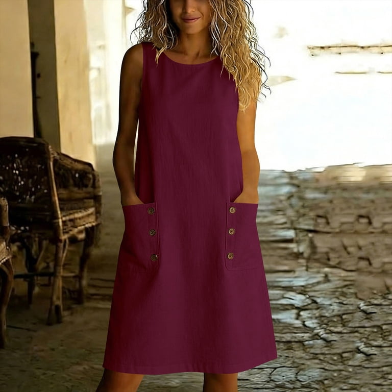 modern dress for ladies XYZMDJ Sleeveless Dress, Solid Color Design Clothes Party Club Clothing (Color : A, Size : Medium) Fashion back vibe or dress it up with a denim jacket and necklace for an evening out Hombom Dresses for Women Midi