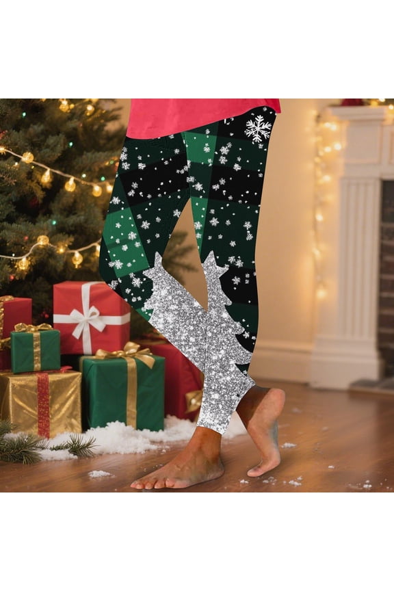 Fall Leggings for Womens Seamless Christmas Silver Compression High Waist Yoga Running Ladies Pants Activewear