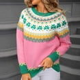thumbnail image 1 of HOMBOM Fall Sweaters for Women Knit Pullover Soft Crew Neck Long Sleeve Pink Womens Tops Floral, 1 of 9