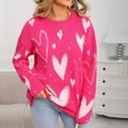 thumbnail image 1 of HOMBOM Fall Sweaters for Women Knit Pullover Warm Crew Neck Hot Pink Long Sleeve Womens Tops Heart, 1 of 9