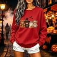 thumbnail image 1 of HOMBOM Fall Sweatshirt for Women Crewneck Hoodless Cozy Halloween Long Sleeve Red Pullover for Women Festive Fashion Shirts,L, 1 of 4