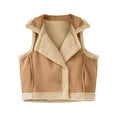 thumbnail image 1 of HOMBOM Fleece Puffer Vest for Women with Pockets Short Waistcoat Yellow Outdoor Waistcoat Heavyweight Lapel Womens Button down, 1 of 4