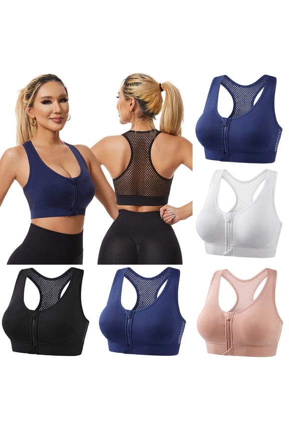 Front Zipper Sports Bras for Women High Impact High Support Supportive Plus Size Womens Bras No Wire 3XL