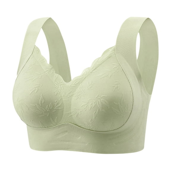 HOMBOM Full-Figure Bras for Women Push-Up Plus Size Soft Cup No Underwire Bras Wireless Basic Green Brassiere 42ABC