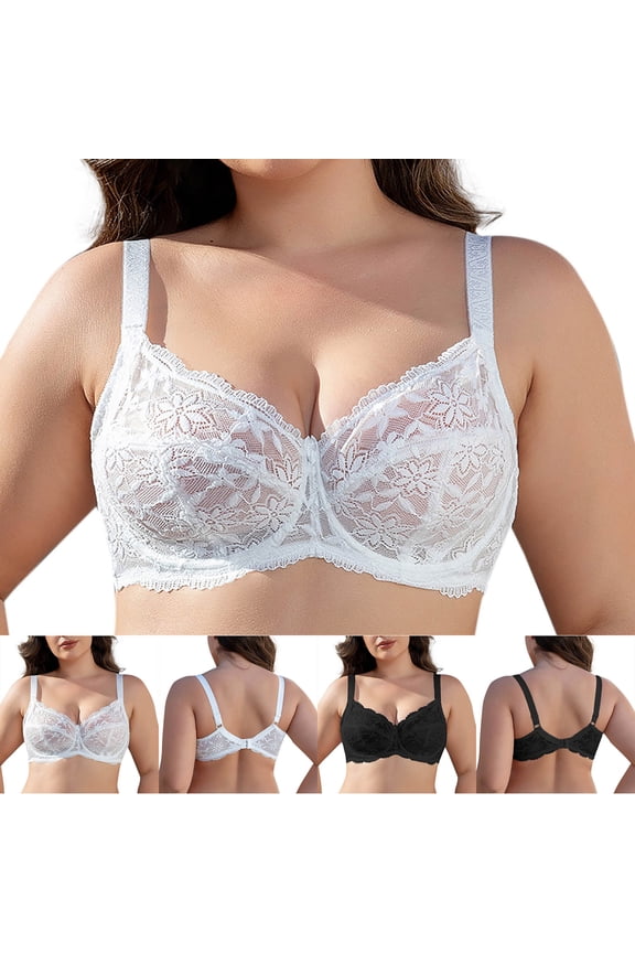 Full-Figure Womens Bras Push-Up Plus Size Wireless Soft Brassiere Full Coverage White No Underwire Spaghetti Straps Bras 40C