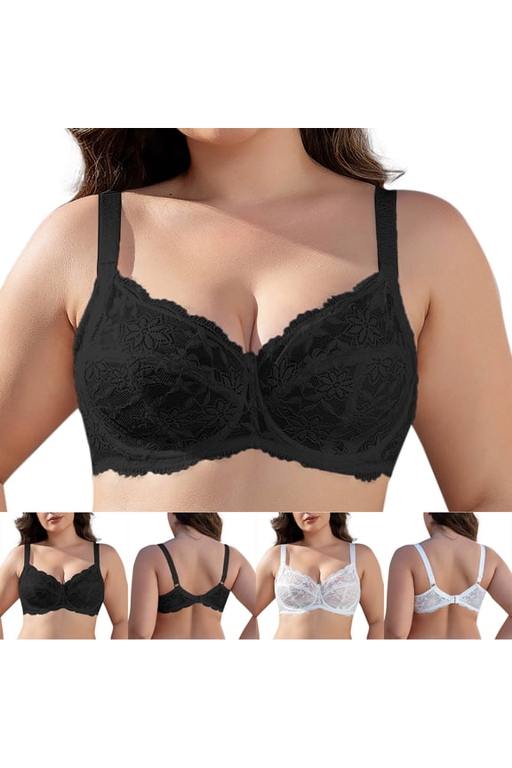 Full-Figure Womens Bras Push-Up Plus Size Wireless Summer Brassiere Spaghetti Straps Basic Black Full Coverage Bras 40C