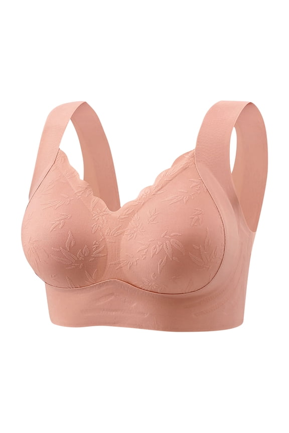 Full-Figure Womens Bras Soft Cup Plus Size Spring Push-Up Brassiere Wireless Breathable Pink Bras 44ABC