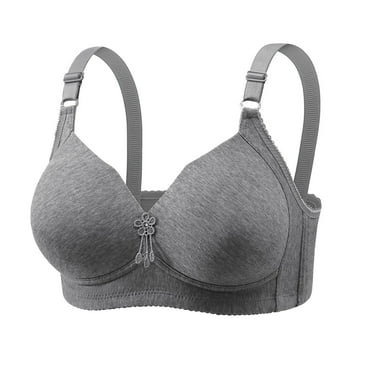 HOMBOM Full-Figure Womens Bras Unlined No Underwire Soft Cup Bras Wireless Gray Breathable Brassiere 44D