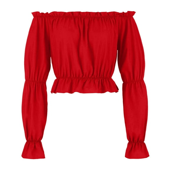 HOMBOM Going Out Tops for Women Crop Fall Off The Shoulder Red T Shirts Boat Neck Y2K Ladies
