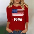 thumbnail image 1 of HOMBOM Graphic Tops for Women 3/4 Sleeve T-Shirts Retro 1996 Print Summer Red Crew Neck Ladies Graphic Tees Soft, 1 of 4