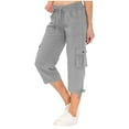 thumbnail image 1 of HOMBOM Gray Capri Pants for Women with Pockets Straight-Leg Cargo Pants Athleisure Capris S, 1 of 7