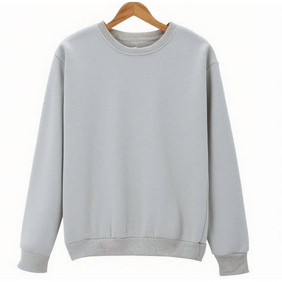 HOMBOM Gray Sweatshirt for Women Hoodless Lightweight Pullover Casual Crew Neck Plain Womens Tops