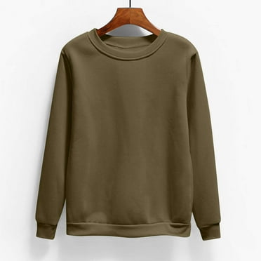 HOMBOM Green Sweatshirts For Women Crew Neck Lightweight Plain Pullover Casual Long Sleeve Soft Sweatshirt 3XL