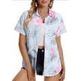 thumbnail image 1 of HOMBOM Hawaiian Women Button down Shirts Modest Beige Floral Spring Collared Short Sleeve Blouses L, 1 of 6