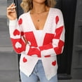 thumbnail image 1 of HOMBOM Heart Sweaters for Women Cardigan Slouchy White Long Sleeve V-Neck Open Front Womens Cardigans, 1 of 9