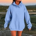 thumbnail image 1 of HOMBOM Heavyweight Sweatshirt for Women with Pocket Pullover Light Blue Waffle Plain Long Sleeve Solf Womens Tops, 1 of 5