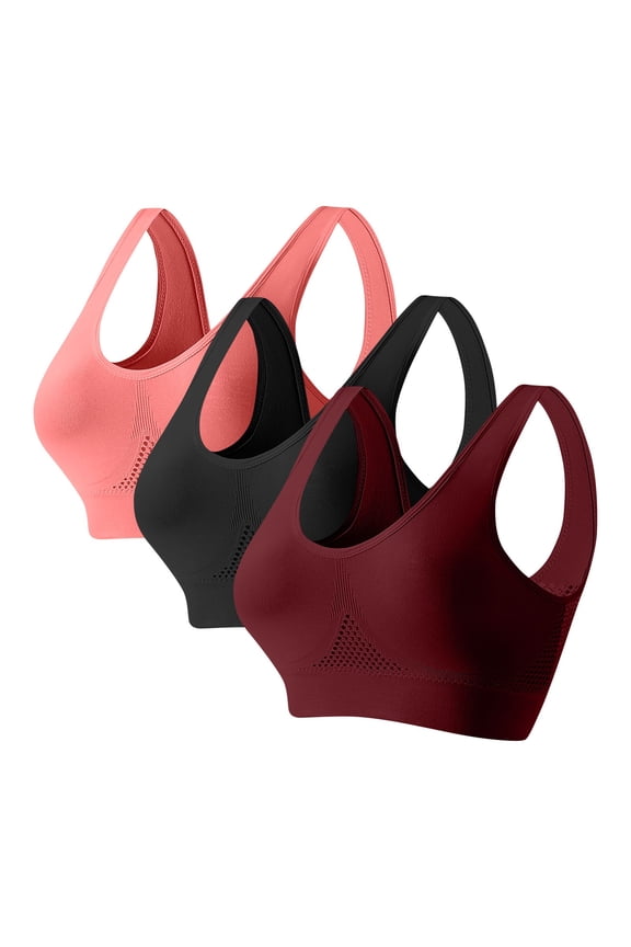 High Impact Sports Bras for Women High Support Padded 3 Pack Red Womens Bras No Wire 5XL