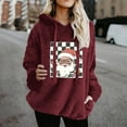 thumbnail image 1 of HOMBOM Hoodies Christmas Sweatshirts for Womens Cute Santa Red Pullover Fleece Merry and Bright Long Sleeve Ladies Shirts, 1 of 4