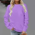 thumbnail image 1 of HOMBOM Hoodless Sweatshirt Womens,Solid Purple Long Sleeve Round Neck Casual Tops, 1 of 4