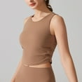 thumbnail image 1 of HOMBOM Khaki Summer Muscle Tops for Women Built in Bras Sports Crew Neck Backless Sleeveless Solid Color Tee Shirt, 1 of 4