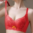 thumbnail image 1 of HOMBOM Lace Bras for Womens Soft Bralette Full Coverage Brassiere Wireless Basic Red Spaghetti Straps Bras 34C, 1 of 8