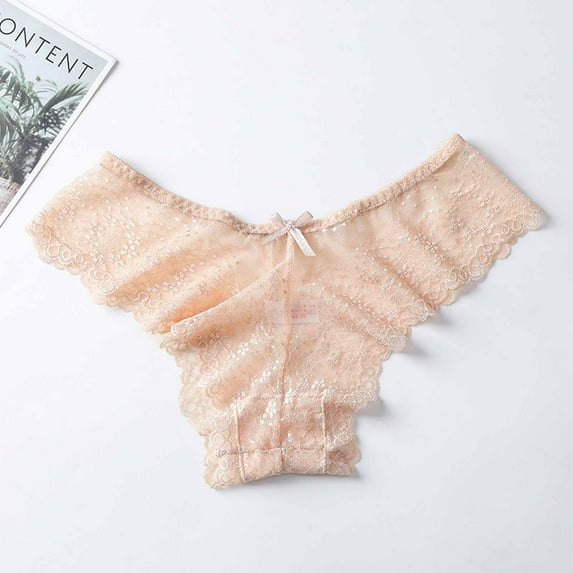 HOMBOM Lace Cheeky Panties for Women Breathable Beige Womens Underwear S