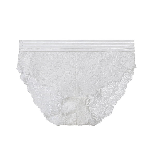 HOMBOM Lace Panties for Women Seamless White Low Rise Briefs Plus Size See Through Ladies Underwear S