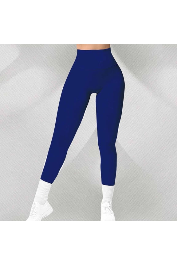 Leggings for Womens High Waist Seamless Soft Workout Stretch Dark Blue Ladies Pants Sports S