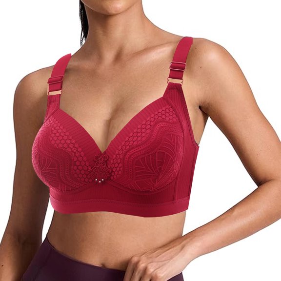 HOMBOM Lightly Padded Wireless Lace Bra - Full Coverage, Adjustable Straps & Soft Support