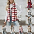 thumbnail image 1 of HOMBOM Lightweight Fleece Vest for Women with Pockets Jacket Plaid Sleeveless Fall Winter Zip Up Outwear Womens Coat Xmas, 1 of 10