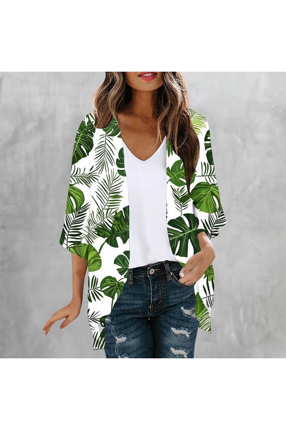 Lightweight Kimono for Women Summer Cardigan Dusters Breathable Hawaiian Print Daily Wear Young Womens Cover Ups Open Front